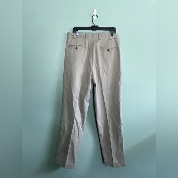 Brooks Brothers Men's Tan Pleated Thompson Advantage Chino Cotton Pants 34x32 - Picture 3 of 6